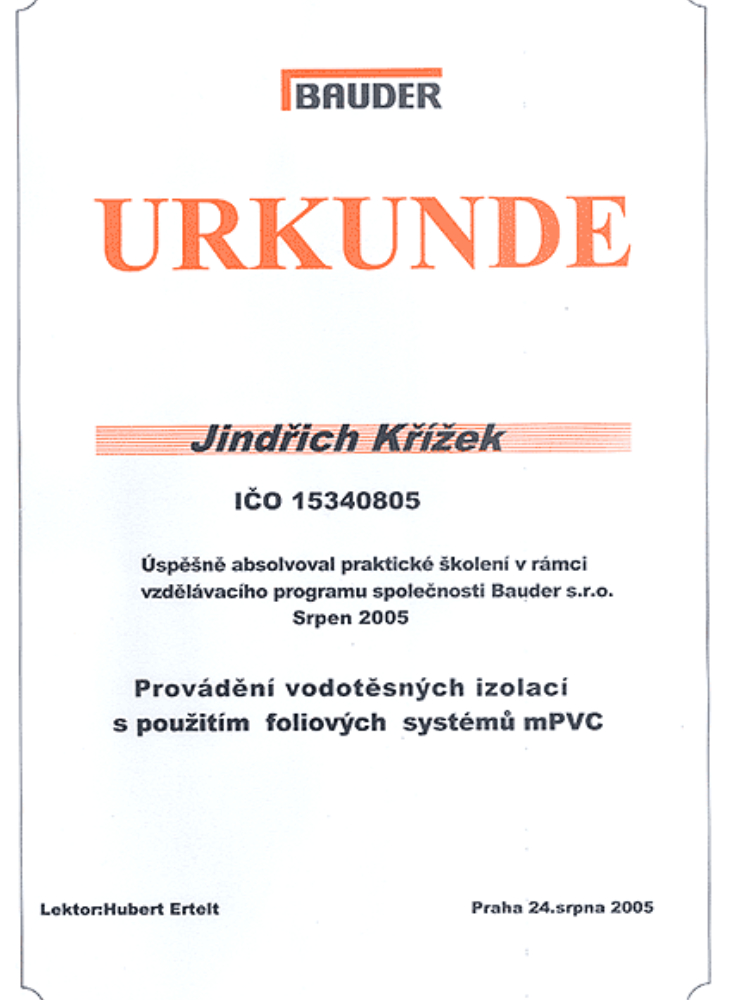 Certifikáty - Střechy Křížek