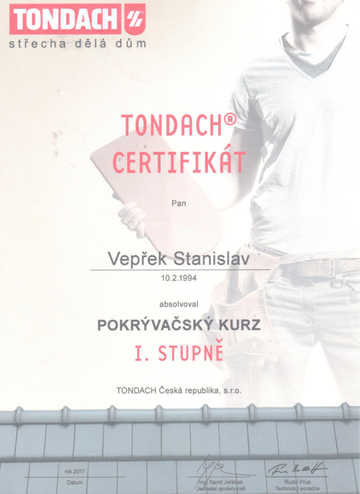 Certifikáty - Střechy Křížek